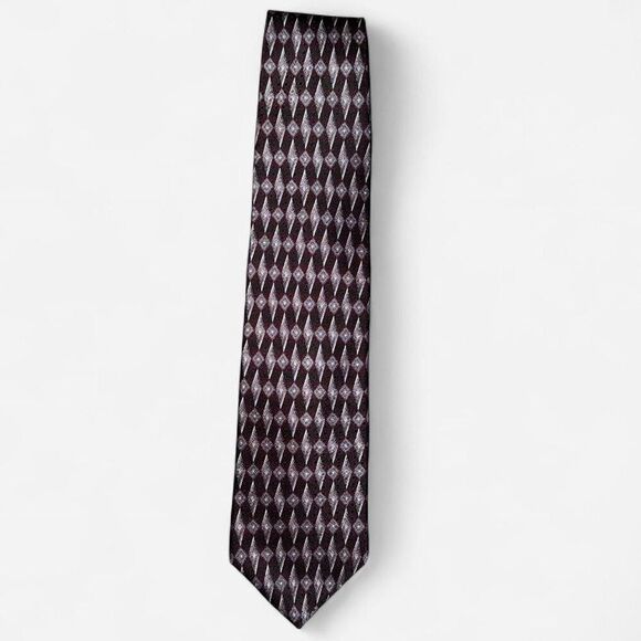 Purple and Black Vintage Geometric Silk Neck Tie - Picture 1 of 5